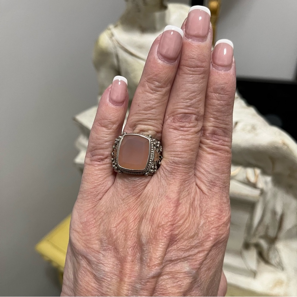 PTI Statement Silver Rose Quartz Ring